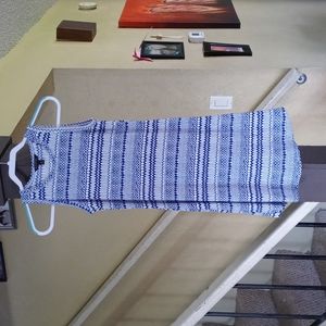 Blue & White Stretchy Drape Mini Dress Women's Size XS